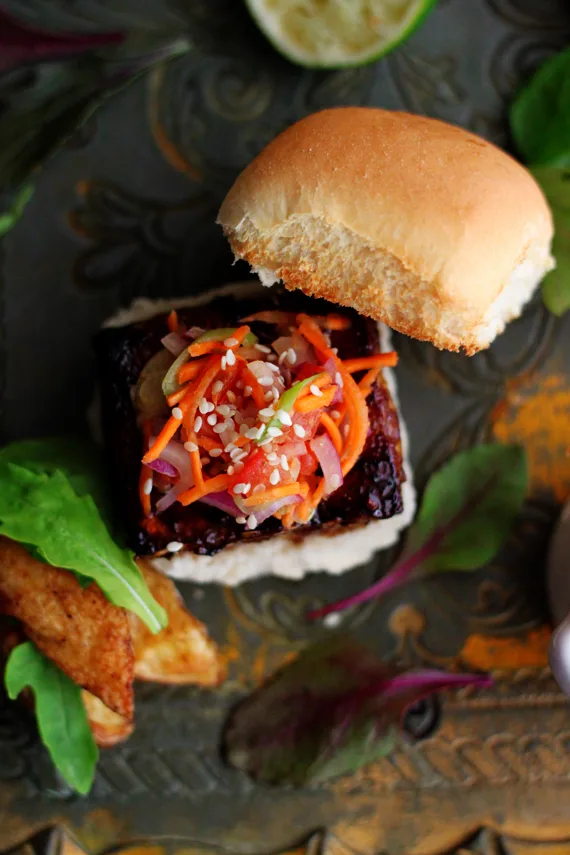 Tamarind Glazed Tofu Sliders with Kachumbar Slaw - 86