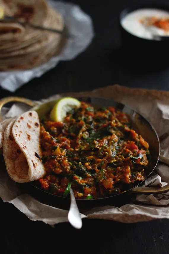 Burnt Aubergine and Spinach Curry 4