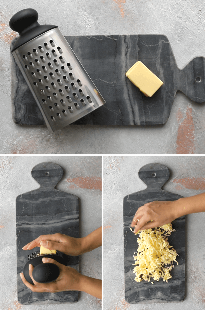 Grate butter for scones