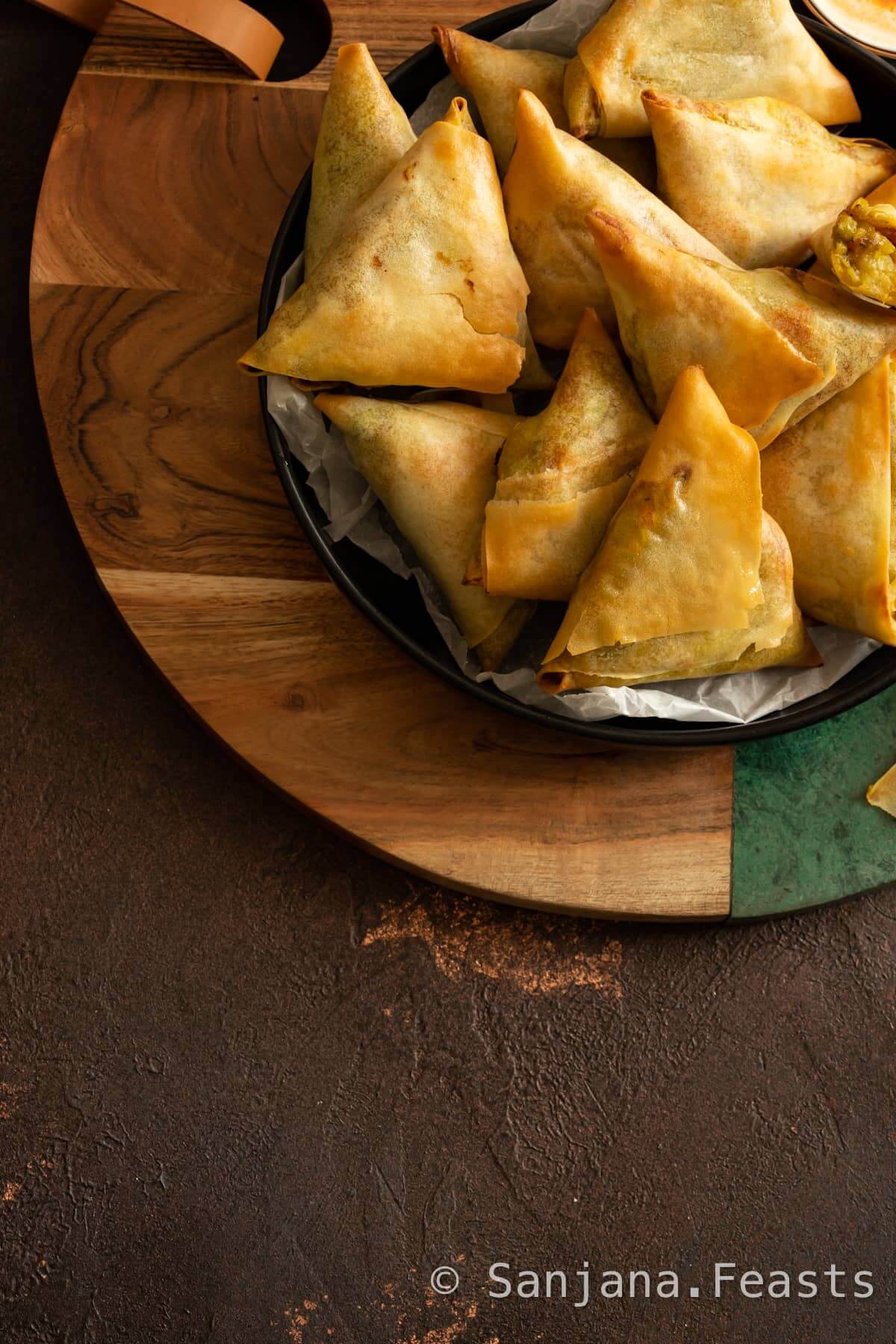 Golden Air Fryer Samosas - Sanjana.Feasts - Vegan