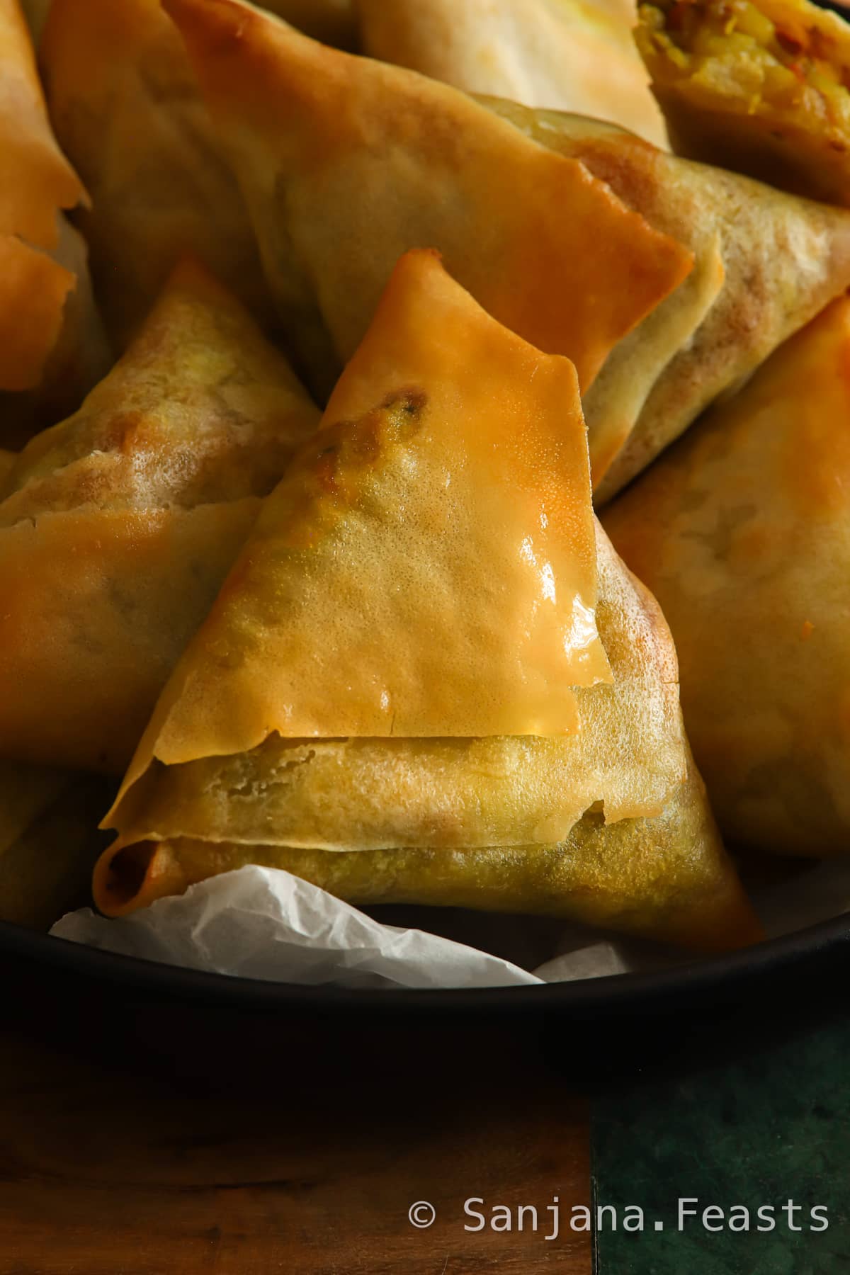 Golden Air Fryer Samosas - Sanjana.Feasts - Vegan