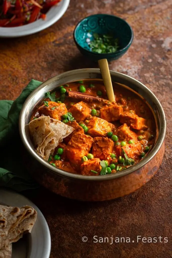 Matar Paneer and roti Punjabi style