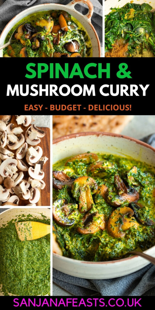 Spinach and mushroom curry recipe sanjana feasts