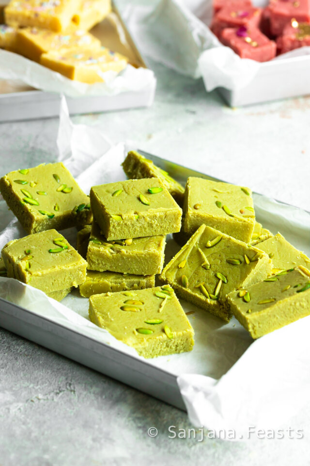 Pistachio Barfi Recipe (2 Ingredients!) - Indian Sweets - Sanjana.Feasts