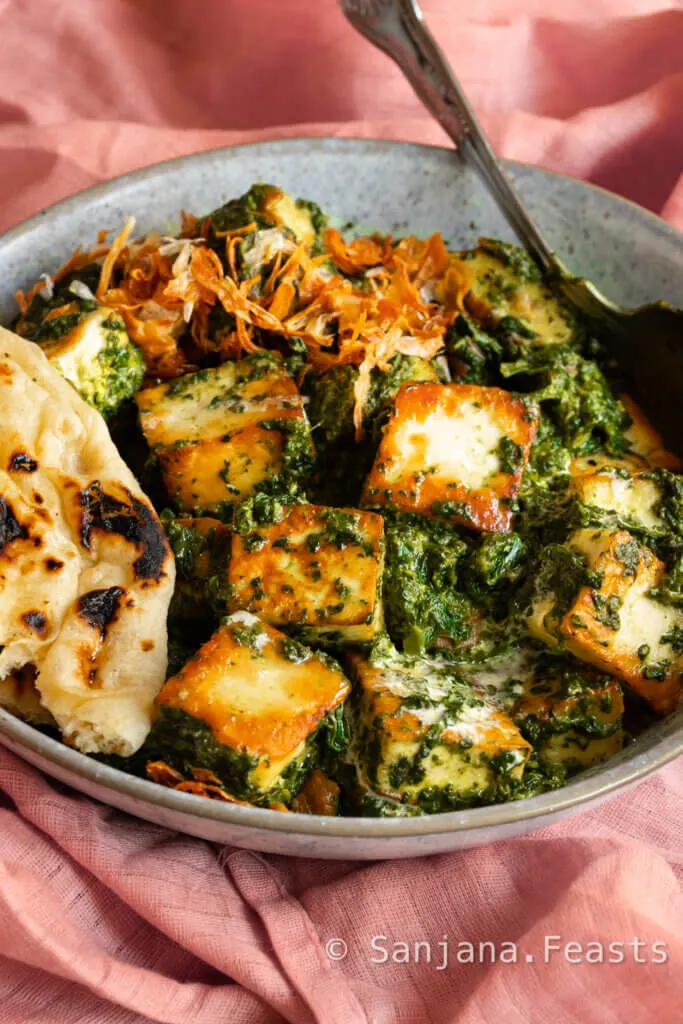 indian side dish vegetarian palak paneer with cheese