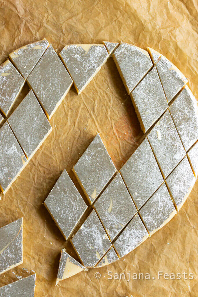 indian sweet mithai with cashews diamond shape