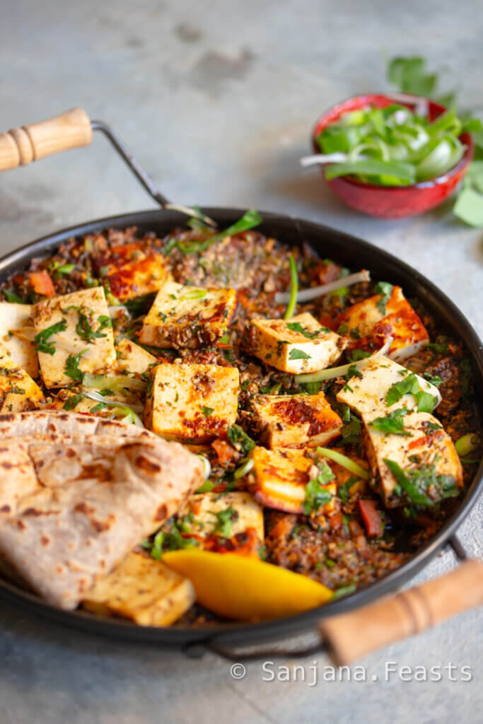 Paneer in an Indian tawa