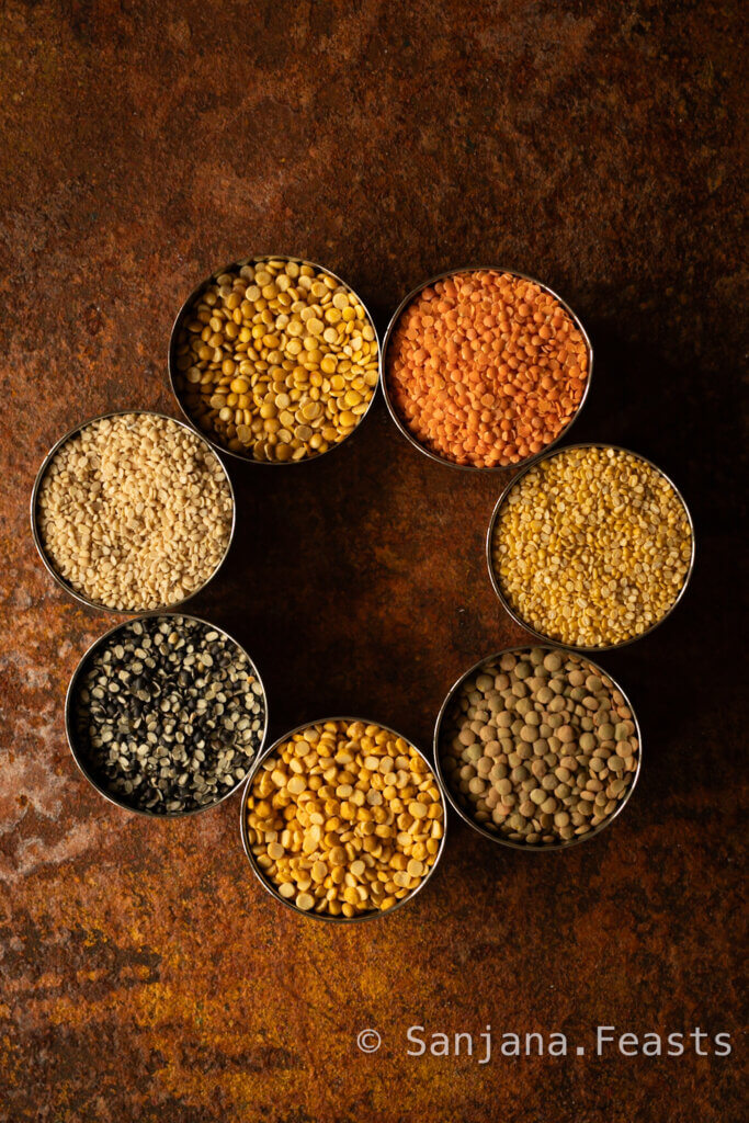 Mixed lentils red chana masoor urad moong