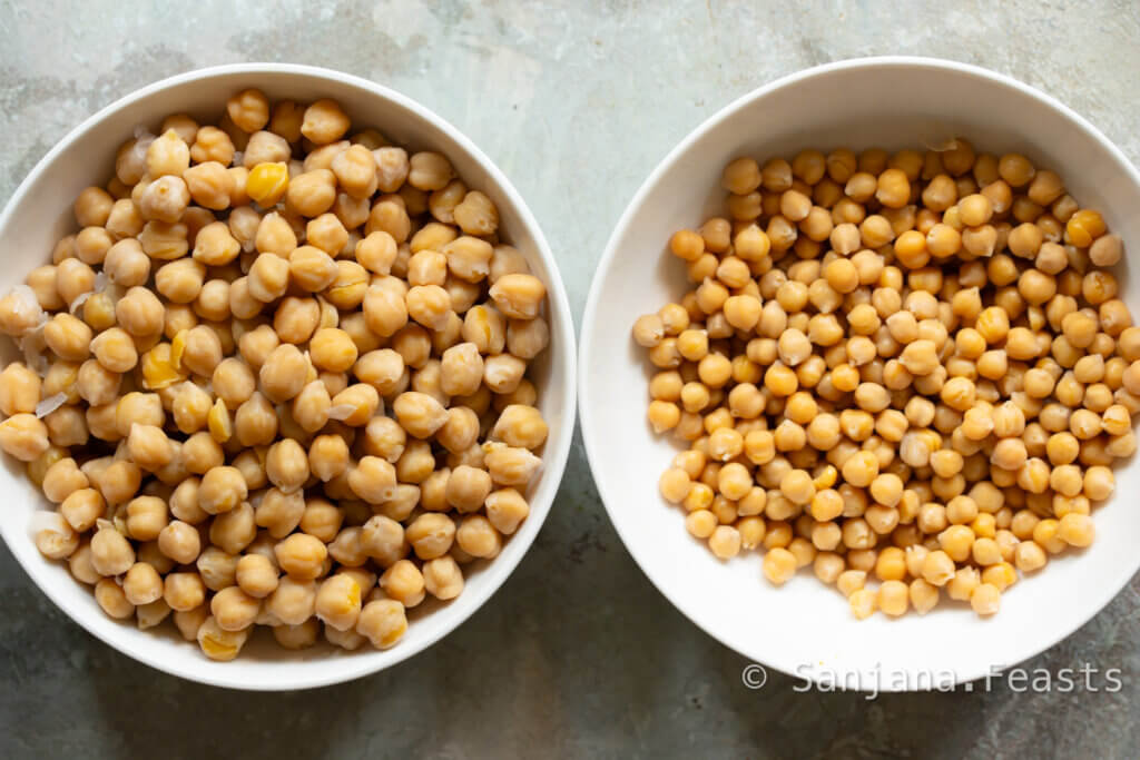 Chickpeas size difference between dried and canned