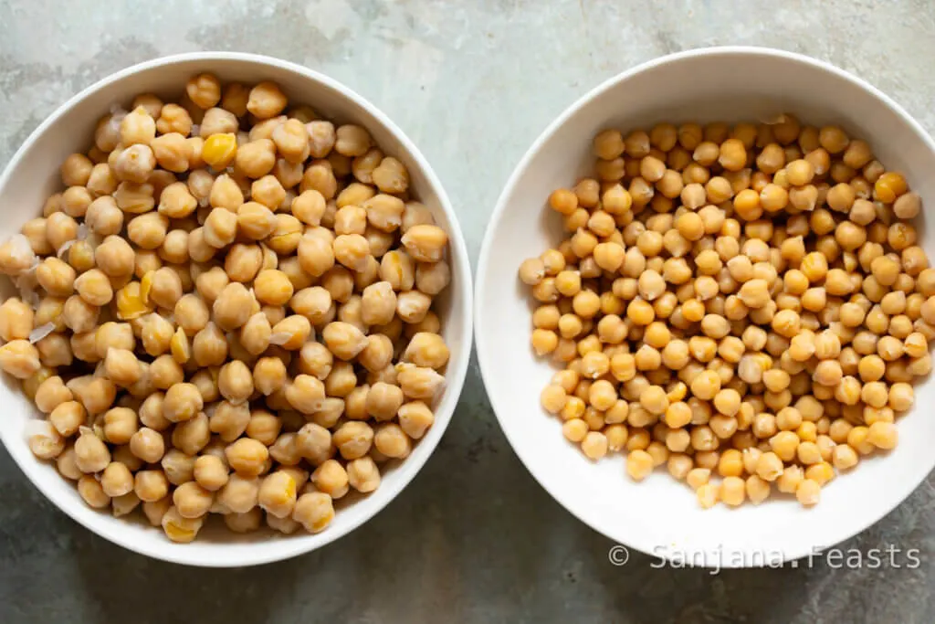 Chickpeas size difference between dried and canned